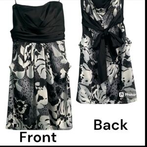 Mystic dress strapless black/white/grey floral print